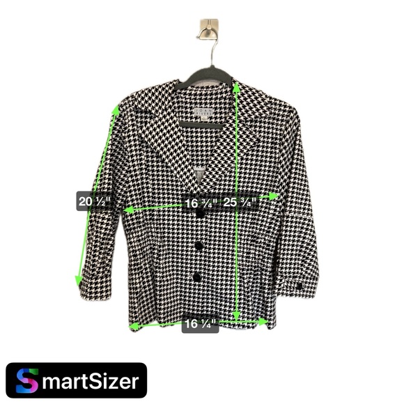 Black & White Size Large Houndstooth Jacket By Joan Rivers Elastic Waist Dainty - Picture 9 of 10